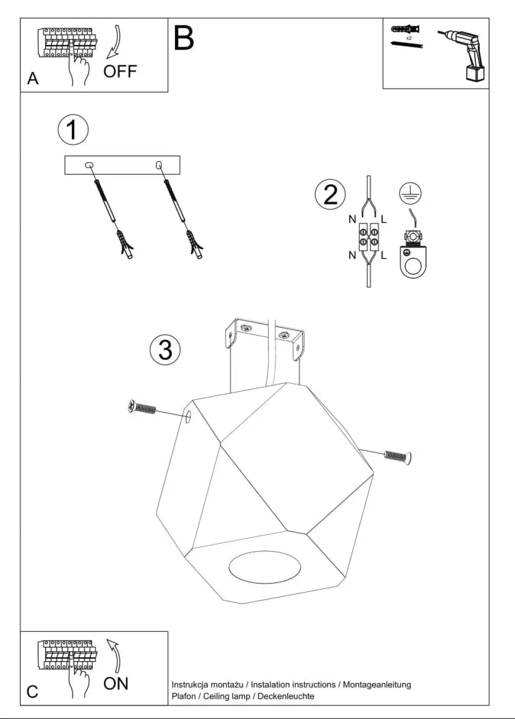 Schéma d'installation du luminaire