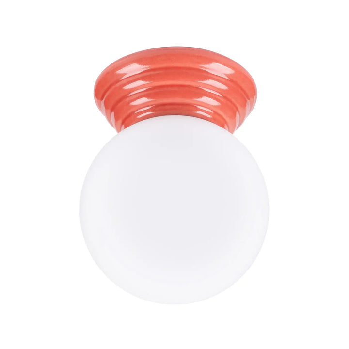 Luminaire plafonnier zori en céramique corail avec globe en verre dépoli pour une belle décoration et qualités esthétiques