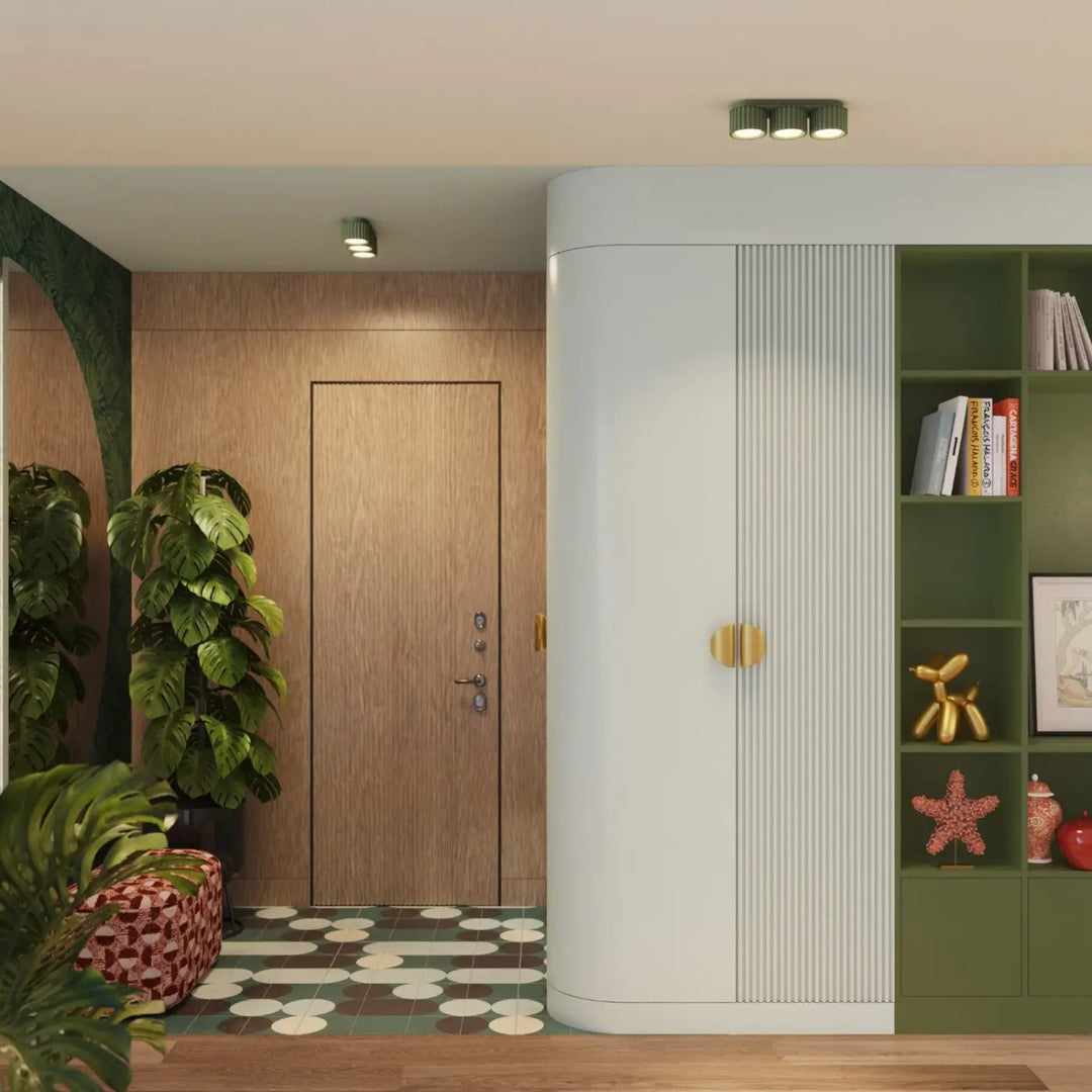 Luminaire Plafonnier vert olive dans un intérieur contemporain