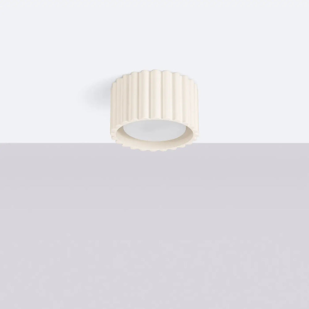 Plafonnier Aura en aluminium cannelé beige, éteint