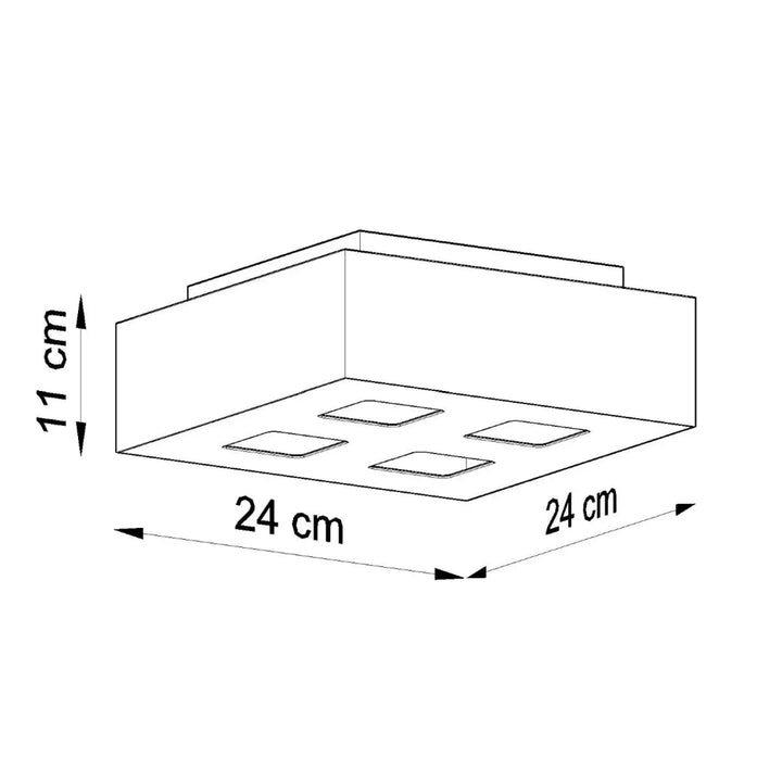 Plafonnier moderne mono 4 blanc rectangulaire 24x24x11 cm avec quatre ouvertures de ventilation carrées pour sources lumineuses