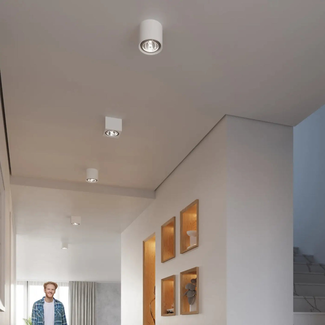 Luminaire plafonnier seida en céramique blanc cylindrique encastré au plafond pour une atmosphère unique moderne