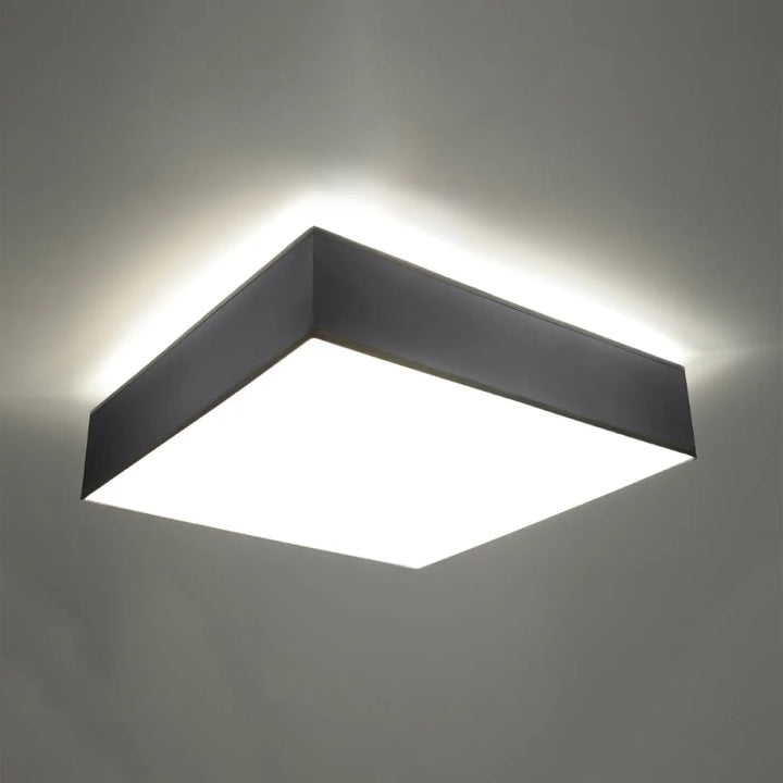 Plafonnier carré horus 55 gris avec éclairage polyvalent et forme riche en design moderne et minimaliste