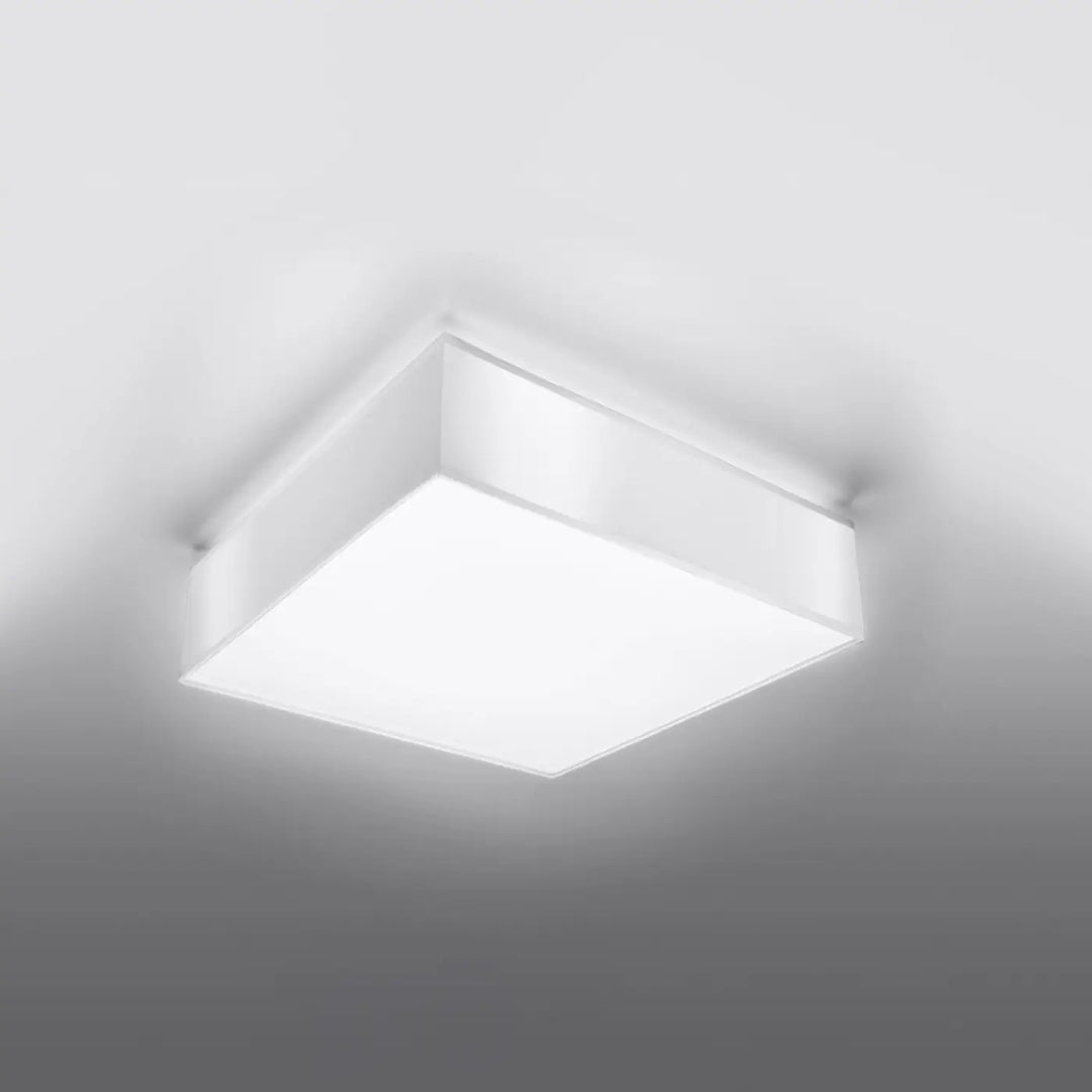 Luminaire plafonnier blanc éteint, vue rapprochée