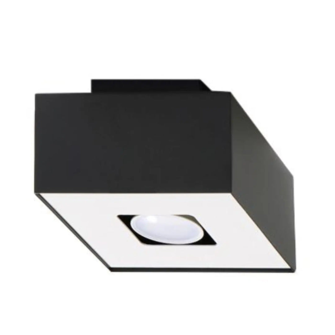 Plafonnier moderne mono noir carré en noir et blanc avec design épuré idéal pour éclairage intérieur contemporain