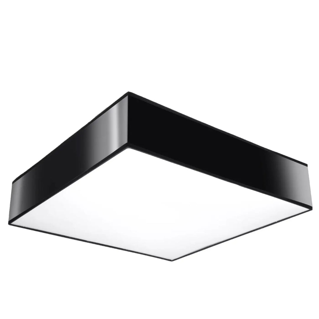 Plafonnier carré noir horus 45 avec éclairage polyvalent et forme riche pour un design moderne et minimaliste