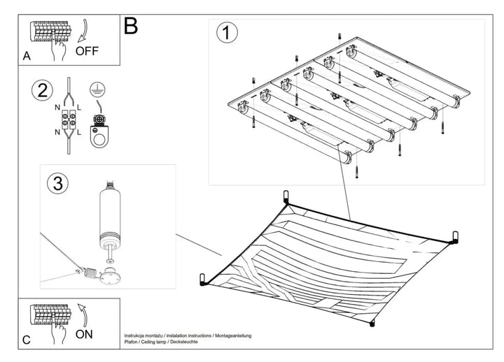 Plafonnier luna 4 blanc avec tubes fluorescents horizontaux pour un éclairage minimaliste plus facile à installer
