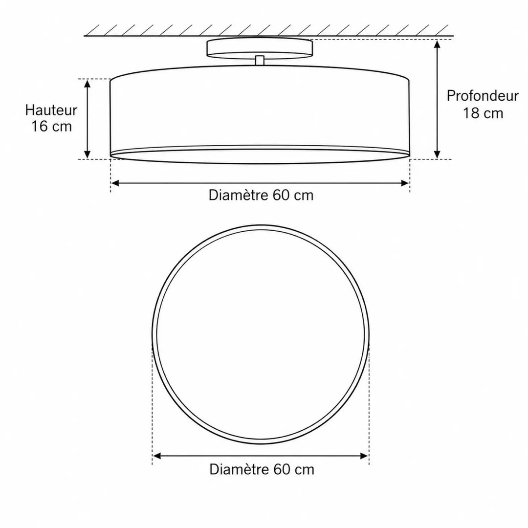 Luminaire plafonnier chambre 60 cm diamètre 18 cm profondeur décor princesse pour chambre d’enfant design moderne
