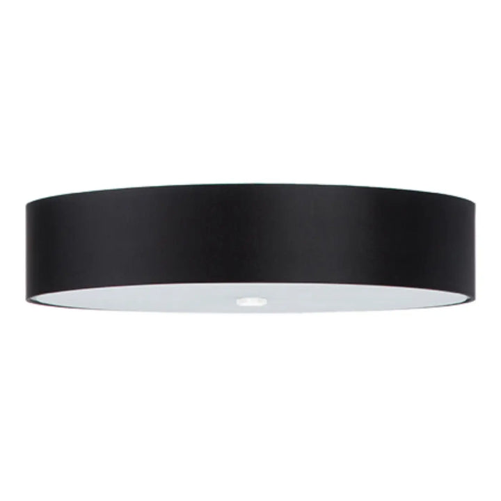 Luminaire plafonnier skala 60 noir cylindre mat avec intérieur blanc, associé l’acier industriel pour décoration élégante