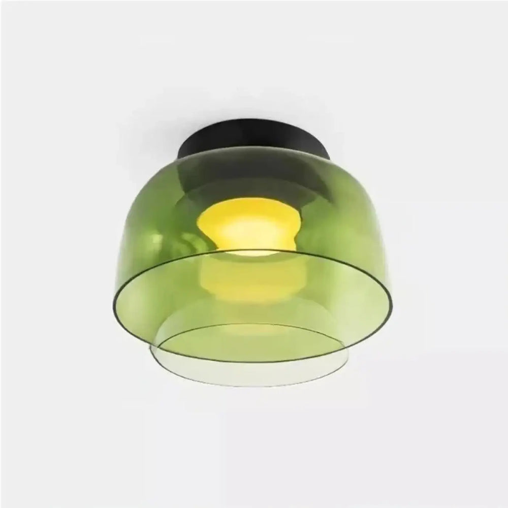 Luminaire plafonnier ceili en verre translucide vert avec base noire luminaire plafonnier coloré médiéval