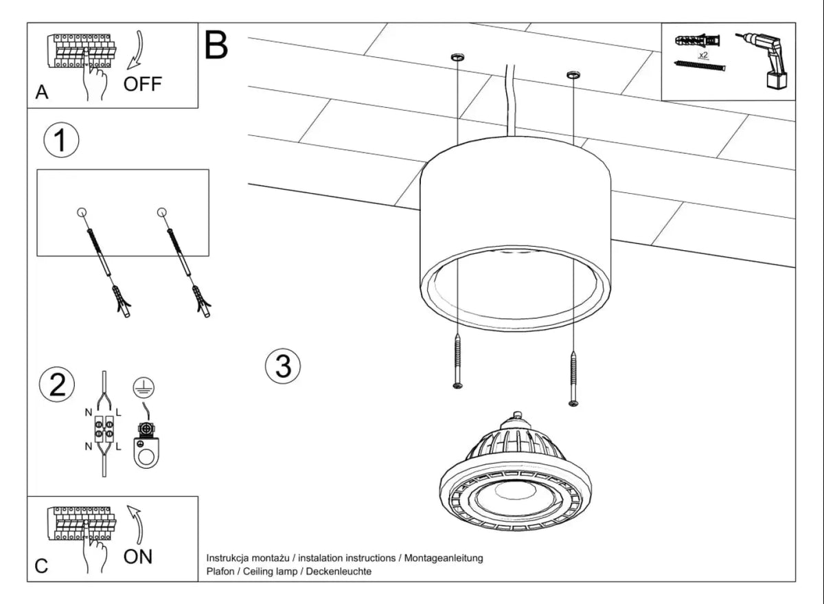 Schéma d'installation du luminaire