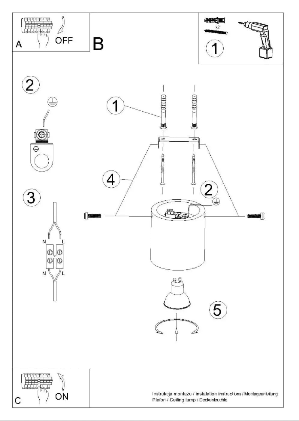 Schéma d'installation du luminaire
