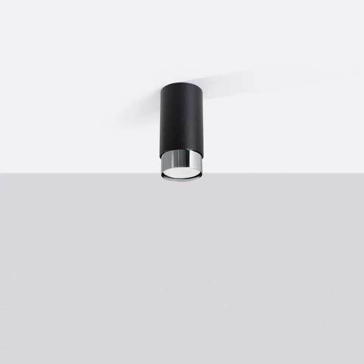 Luminaire plafonnier nero 12,5 noir chrom avec design moderne cylindrique encastré et finition chrome poli