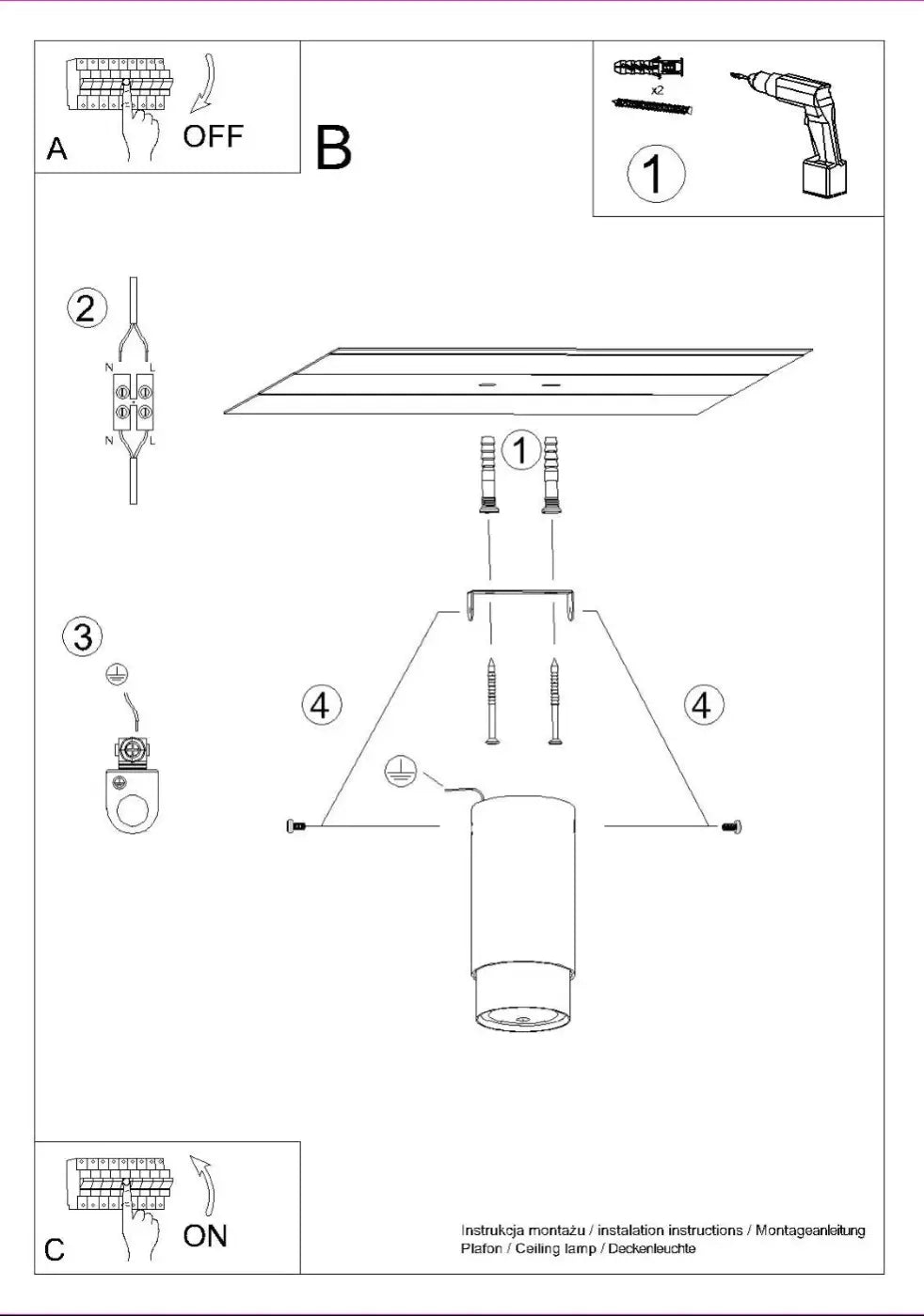 Schéma d'installation du luminaire