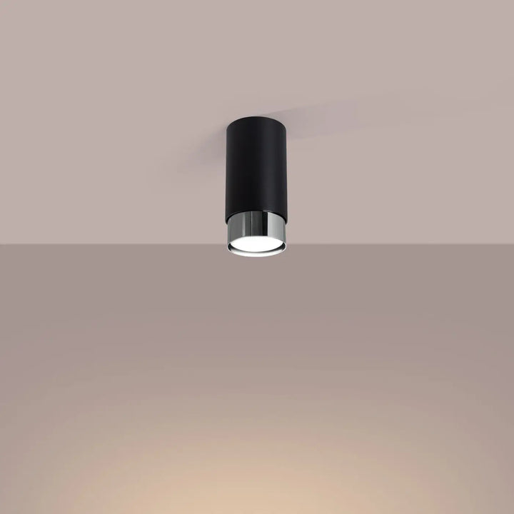 Plafonnier noir chrom cylindrique avec led blanc chaud design moderne pour intérieur lumineux plafond nero