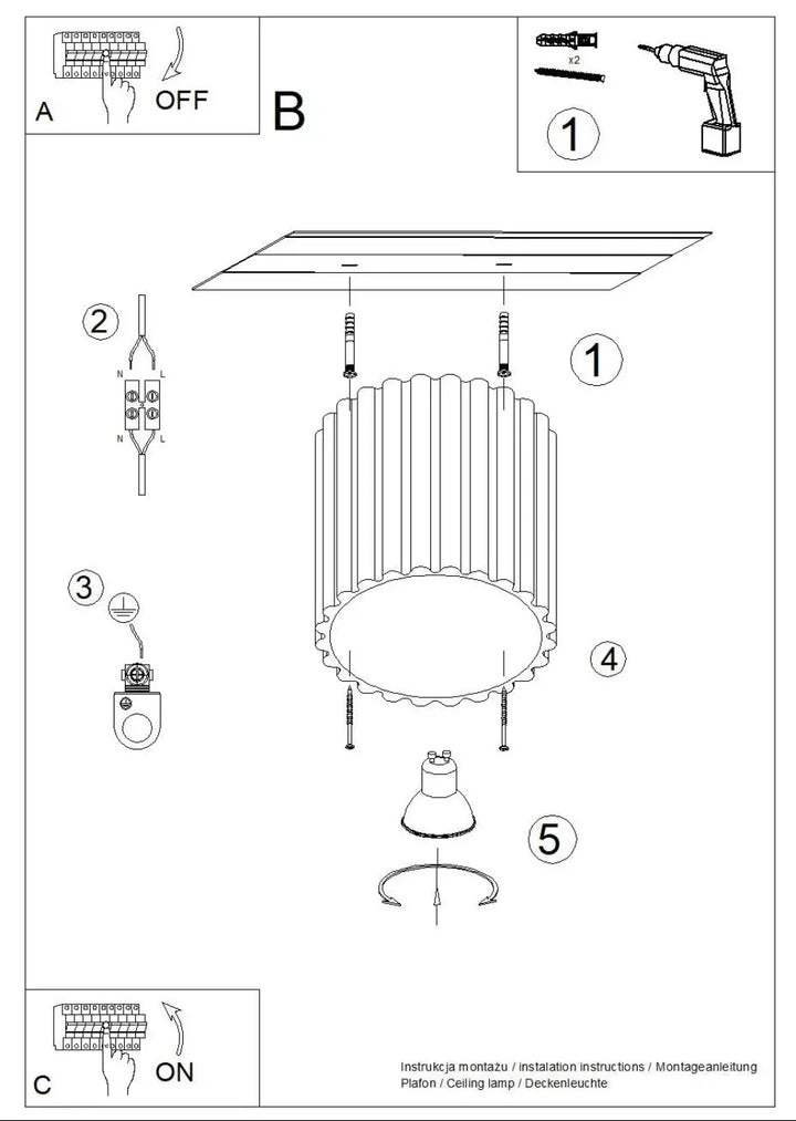 Luminaire plafonnier aura 1 blanc avec forme unique inspirée cylindre cannelé et base festonnée ornée