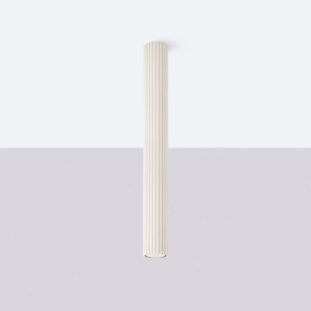 Luminaire plafonnier karbon 60 beige avec design minimaliste et ampoules gu10 interchangeables en colonne crème fluée