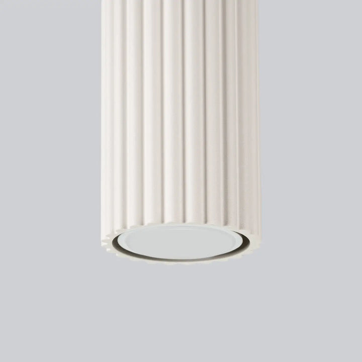 Luminaire plafonnier karbon 40 beige avec colonne cannelée blanche et ampoules gu10 interchangeables design minimaliste