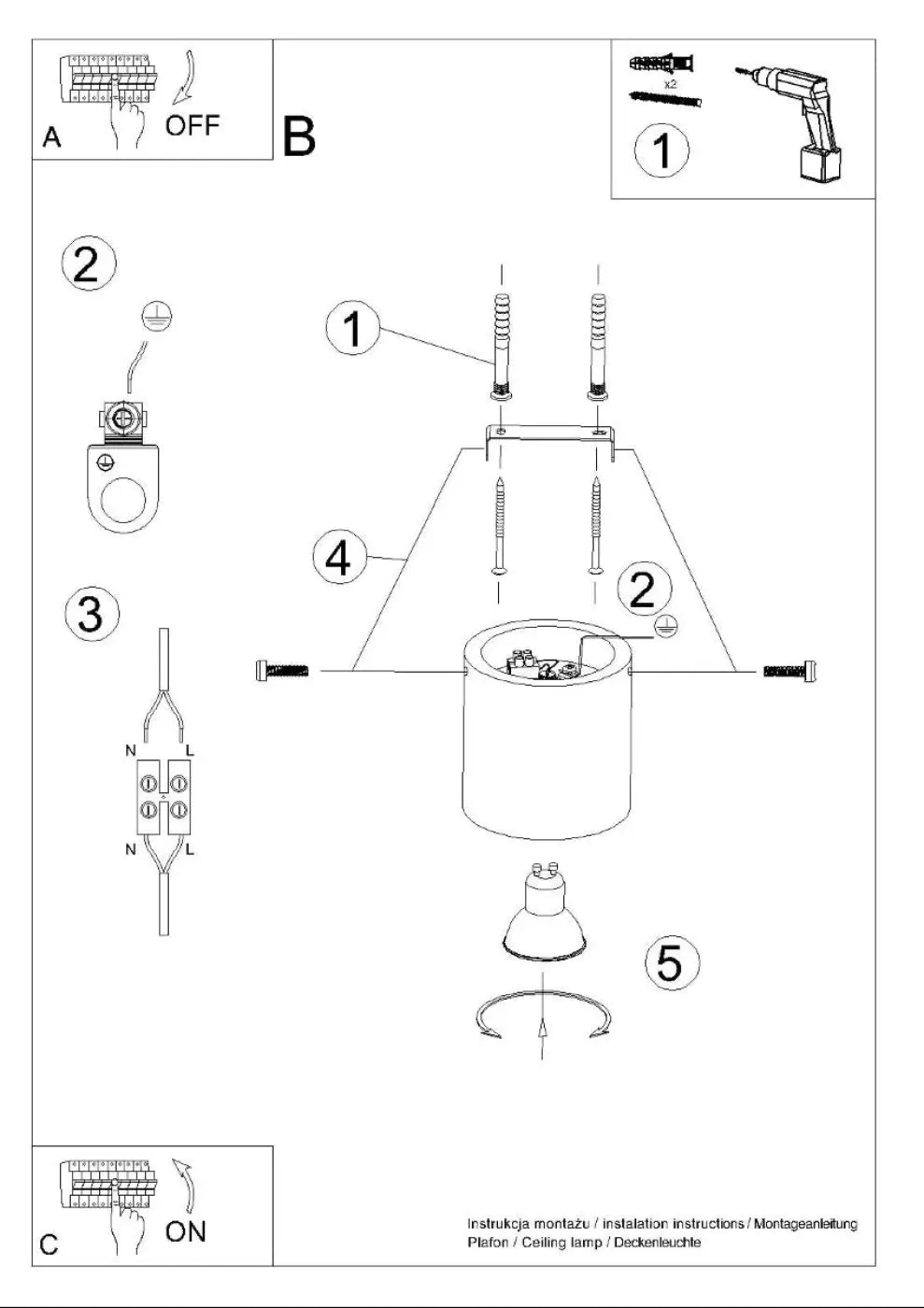 Schéma d'installation du luminaire
