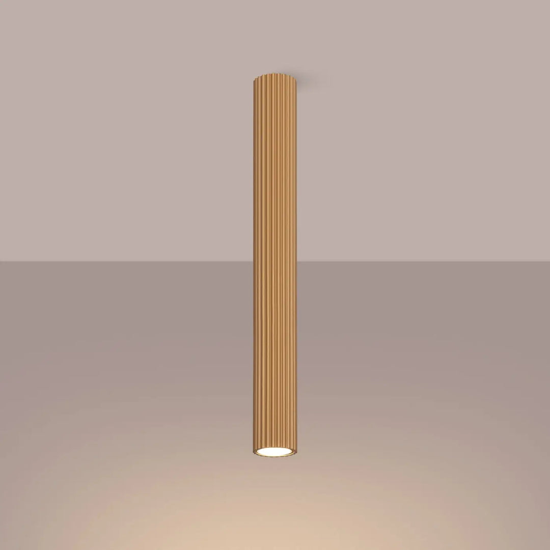 Luminaire plafonnier karbon 60 or en métal doré avec texture striée et ampoules gu10 interchangeables design minimaliste