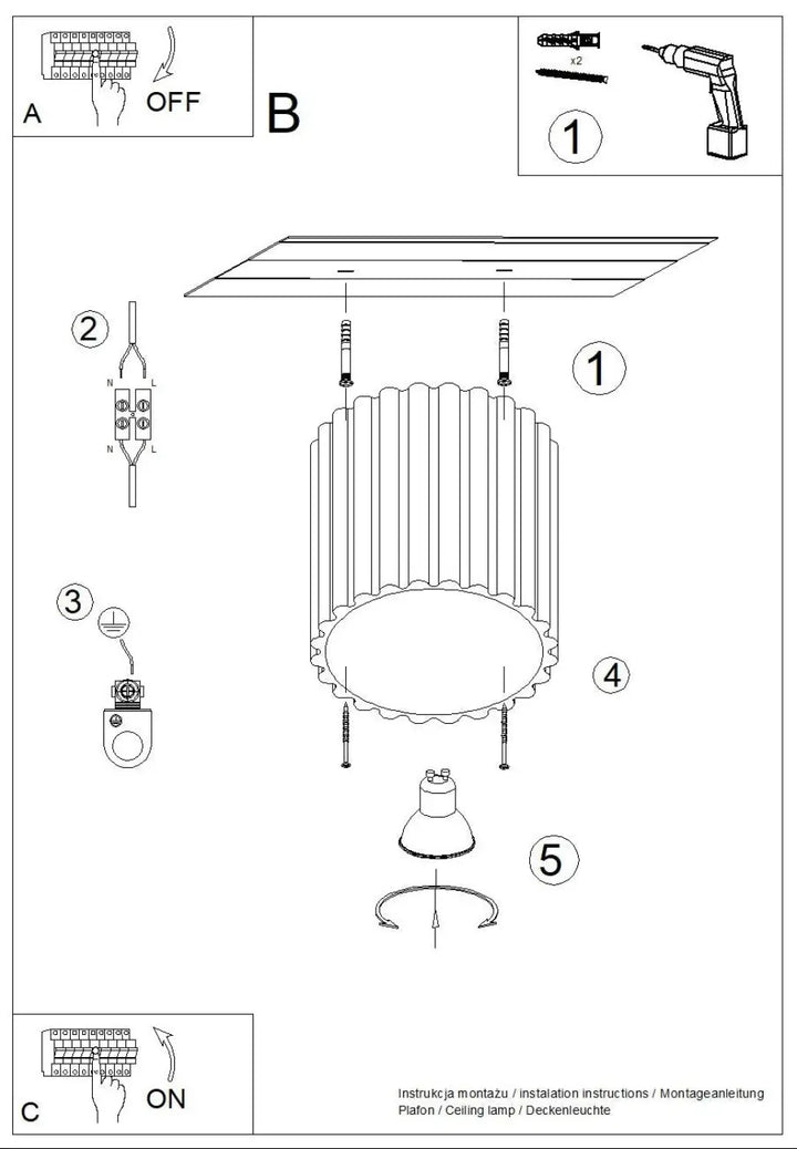 Luminaire plafonnier aura 1 rouge ochra avec forme unique inspirée en abat-jour cylindrique cannelé à bord festonné