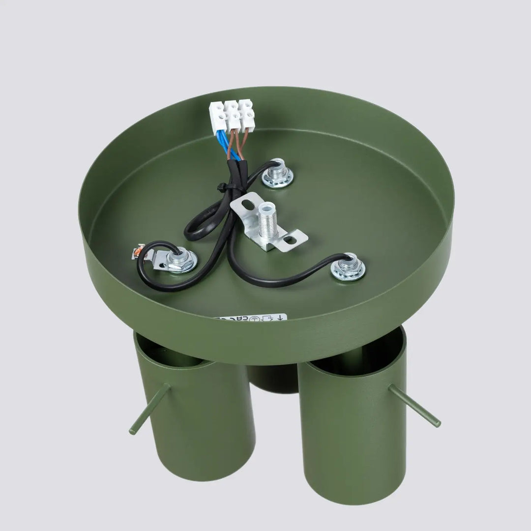 Luminaire plafonnier ring 3p vert olive en métal avec trois cylindres d éclairage flexible pour un minimalisme moderne