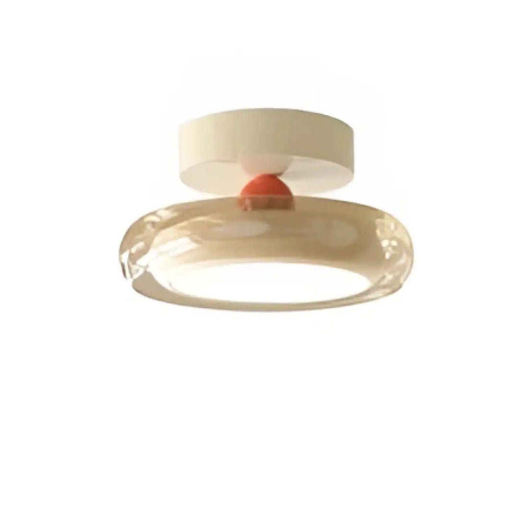 Luminaire plafonnier auriona avec dôme en verre soufflé dépoli et base circulaire blanche luminaire plafonnier décorative