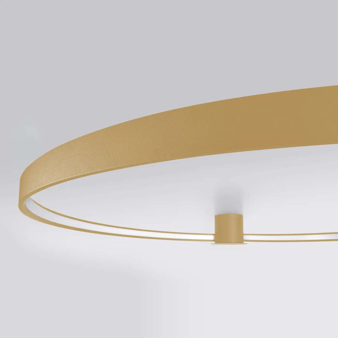 Plafonnier rio doré à design unique avec modules led intégrés et deux anneaux fins pour un éclairage moderne