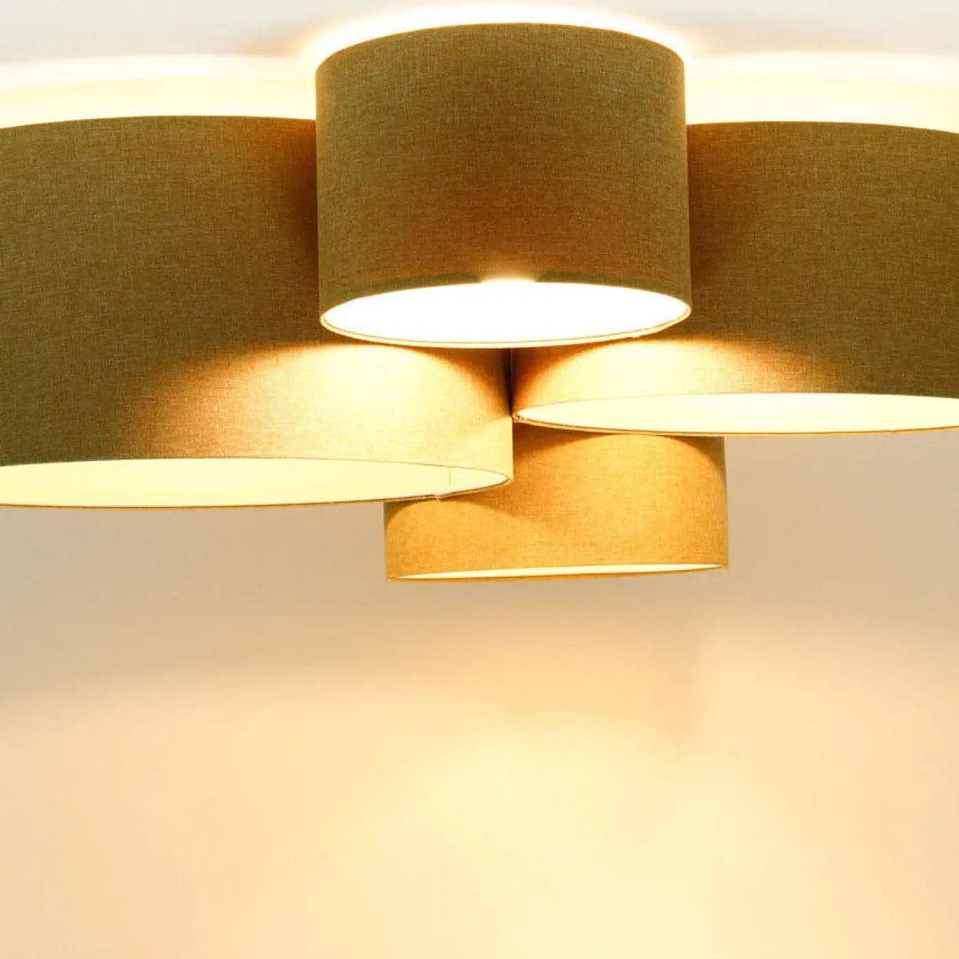 Luminaire plafonnier 4flames bogo élégant avec abat-jours en tissu olive naturel pour plafond moderne