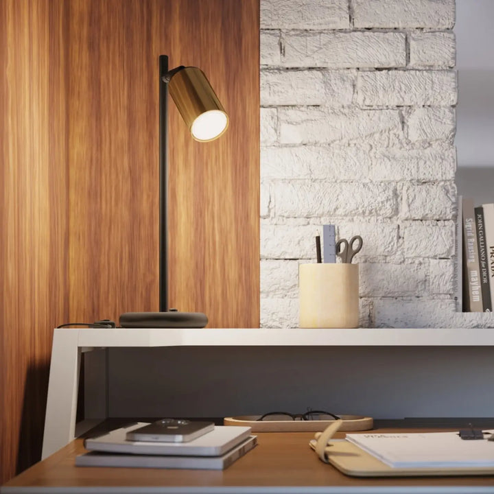 Luminaire plafonnier winx 3p noir avec lampe winx allie à finition laiton et bras articulé design moderne allie