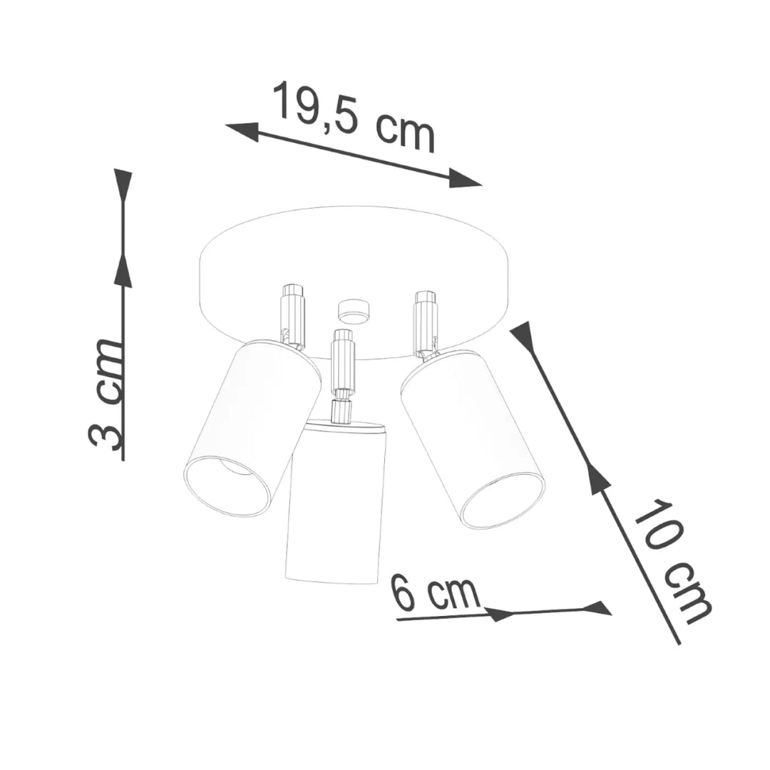 Luminaire plafonnier winx 3p noir avec trois abat-jours cylindriques et base circulaire minimaliste allie design moderne