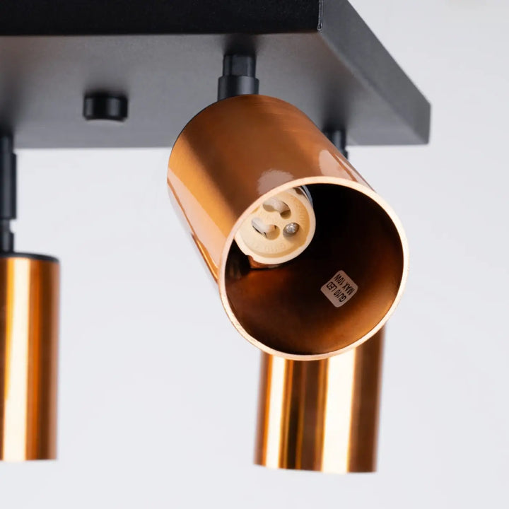 Luminaire plafonnier winx 4 en finition cuivre avec design moderne cylindrique pour lampe winx allie
