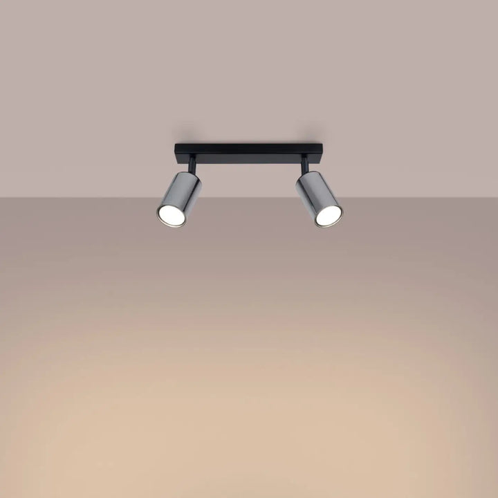 Luminaire plafonnier winx 2 noir chrome avec double spot design moderne lampe winx allie pour éclairage élégant