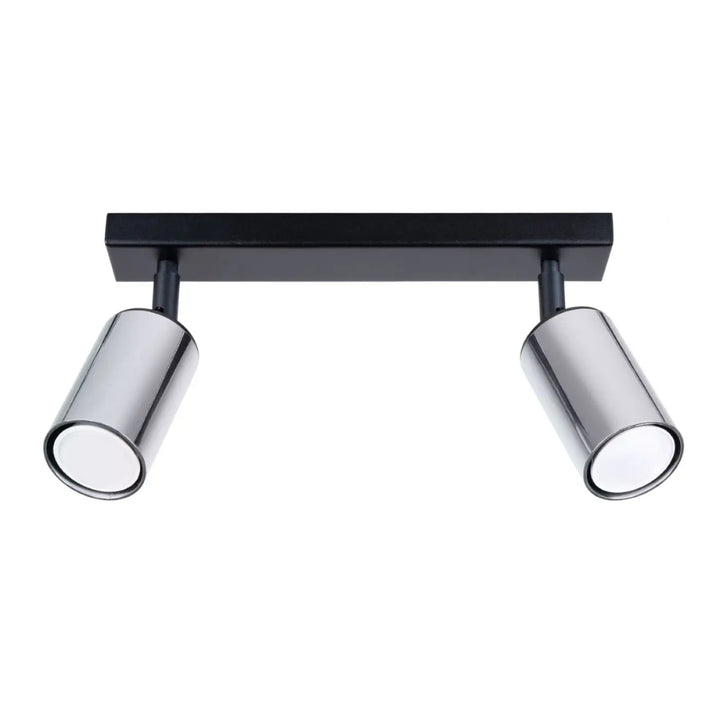 Plafonnier winx noir avec deux spots cylindriques chrome design lampe winx allie pour éclairage moderne