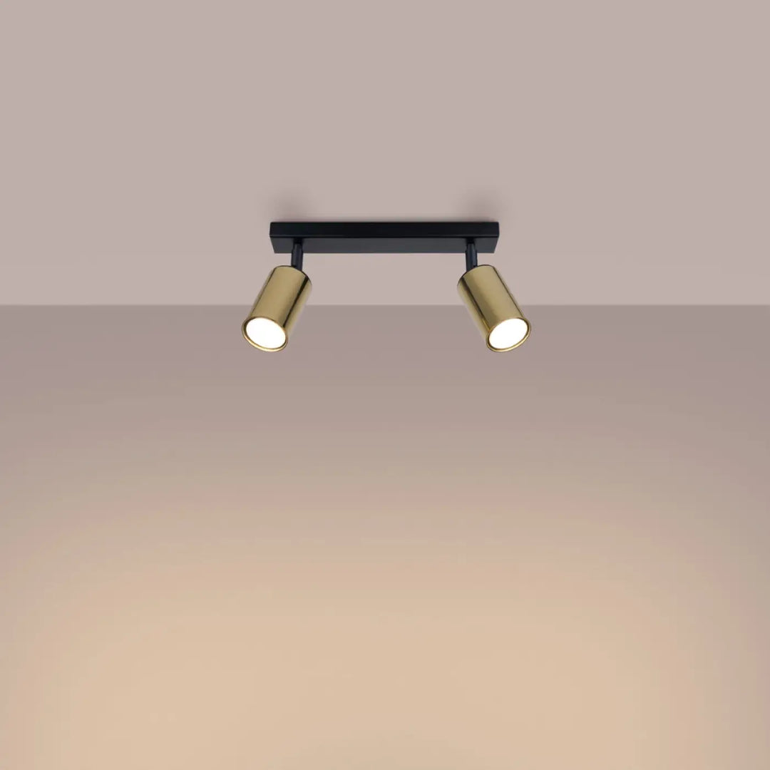 Plafonnier winx 2 noir et doré avec double spot ajustable design lampe winx allie moderne et élégant