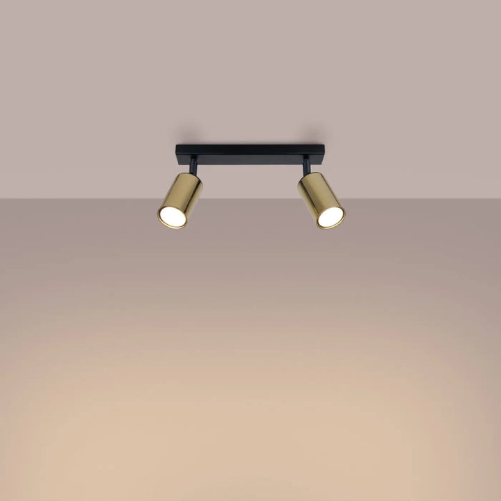 Plafonnier winx 2 noir et doré avec double spot ajustable design lampe winx allie moderne et élégant