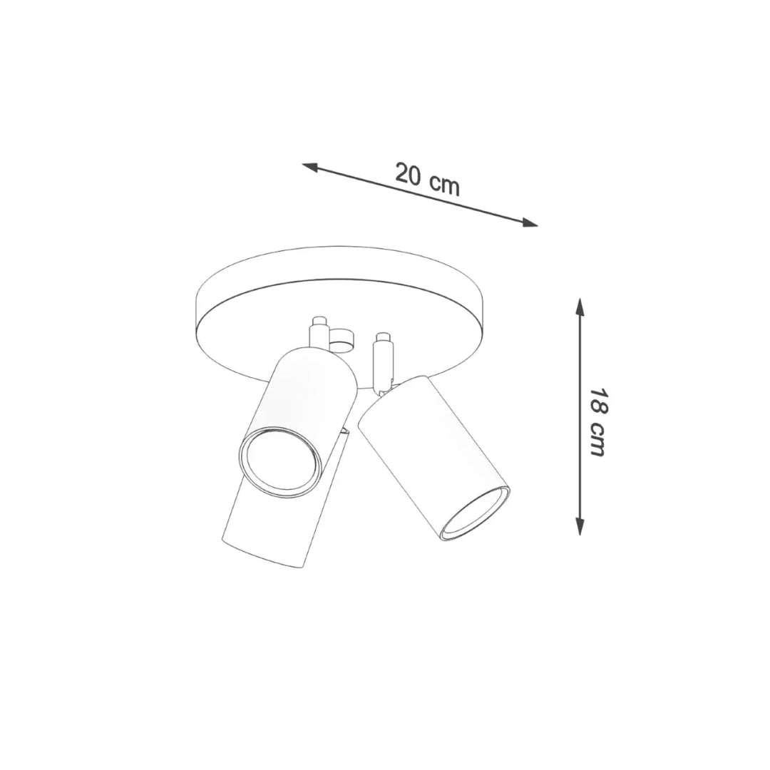 Luminaire plafonnier collection ring 3p blanc avec double spot cylindrique que vous pouvez facilement installer