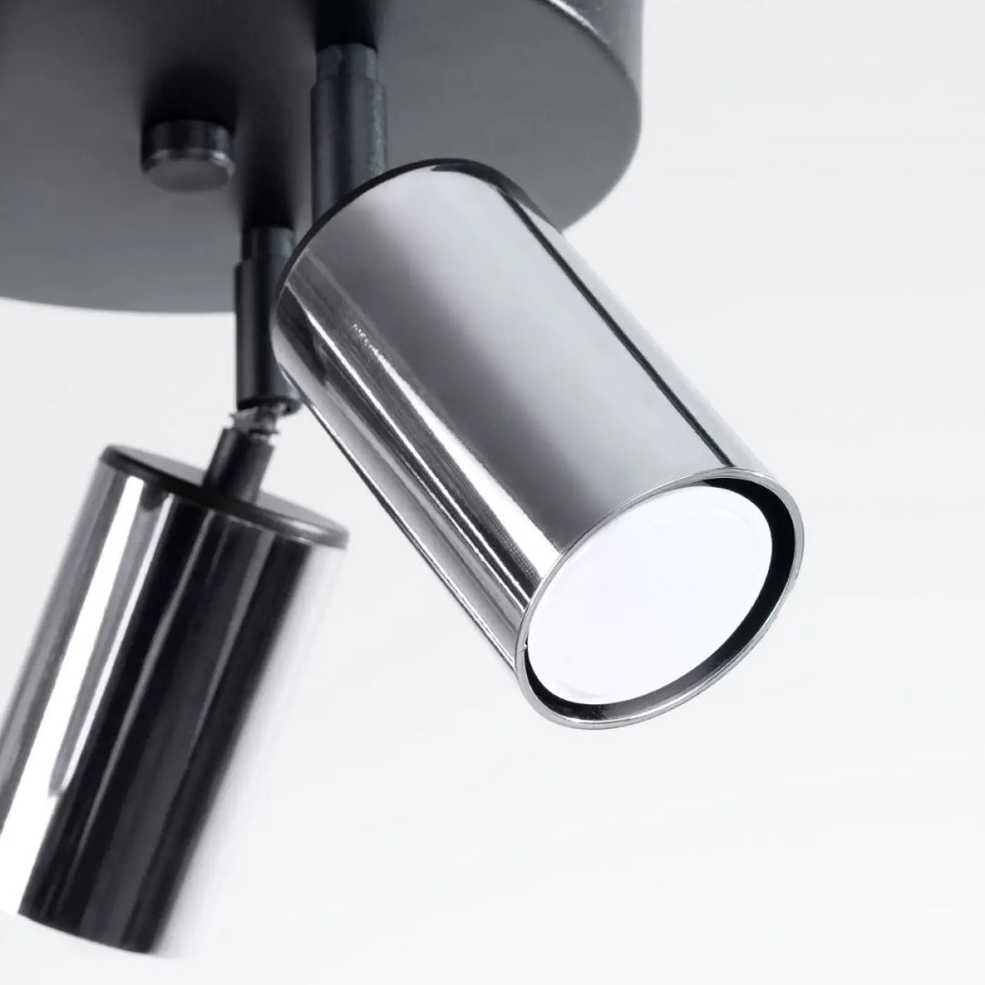 Plafonnier winx 3p noir en chrome avec spots cylindriques réglables lampe winx allie design moderne et fonctionnalité
