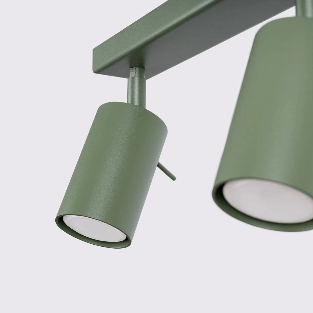 Luminaire plafonnier lampe ring vert olive avec éclairage flexible à têtes réglables finition mate minimalisme moderne