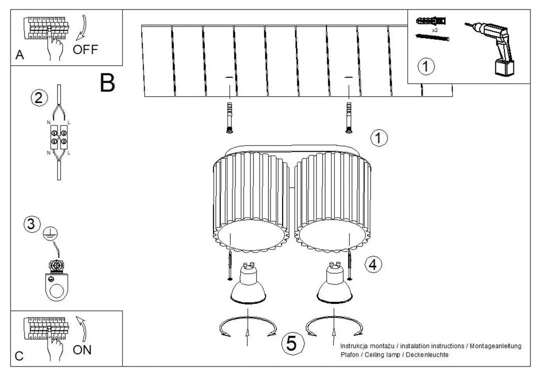 Luminaire plafonnier aura 2 beige double face avec deux abat-jours cylindriques et forme unique inspirée