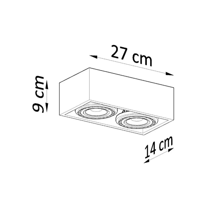 Luminaire plafonnier béton quatro 2 rectangulaire avec deux spots circulaires pour plafond sentir mieux
