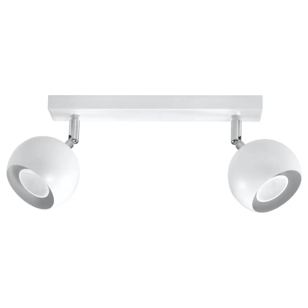 Plafonnier moderne oculare 2 blanc avec spots oculare sphériques et bras réglables chromés design original