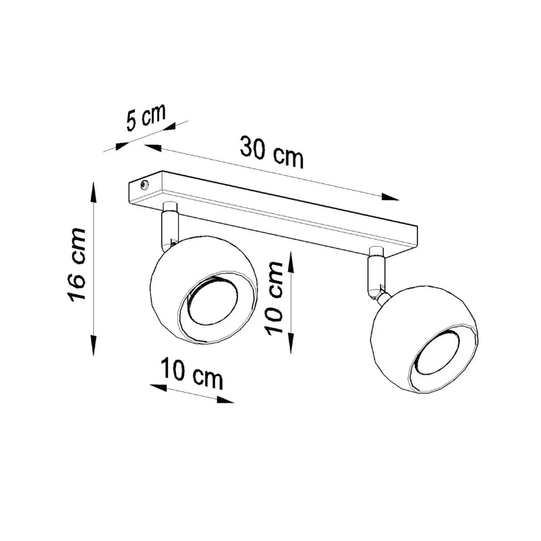 Luminaire plafonnier oculare 2 noir avec spots oculare exactement réglables et design original moderne en métal