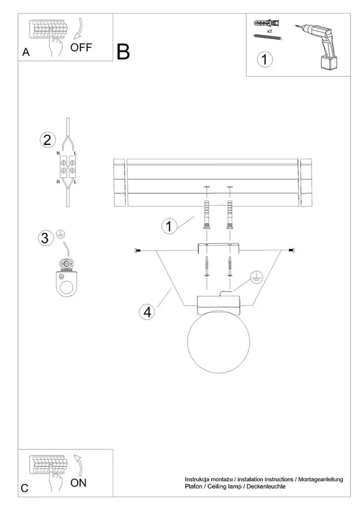 Luminaire plafonnier yoli 1 noir avec ampoule sphérique et cadre rectangulaire pour un éclairage classe à part