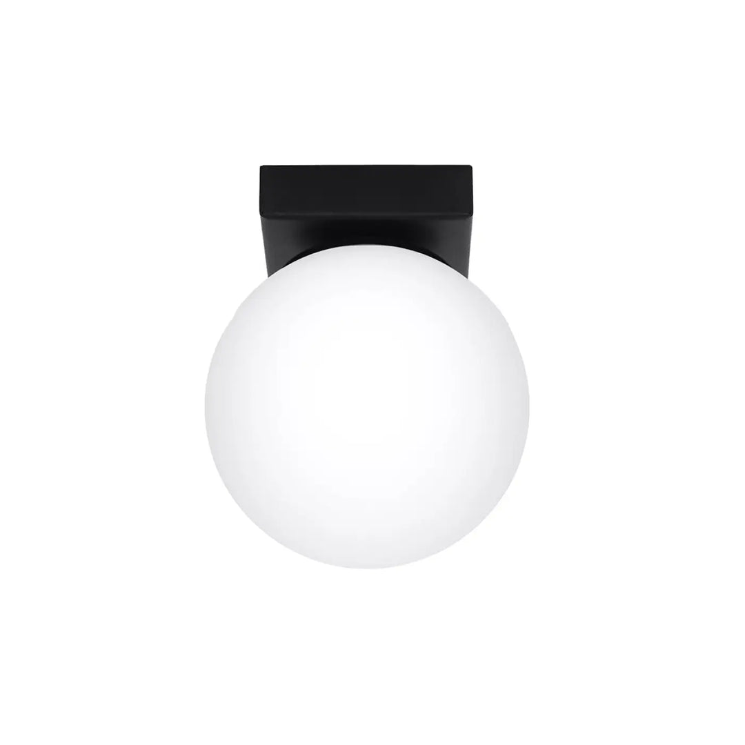 Plafon yoli noir avec globe en verre sphérique givré pour une classe à part murale élégante et moderne