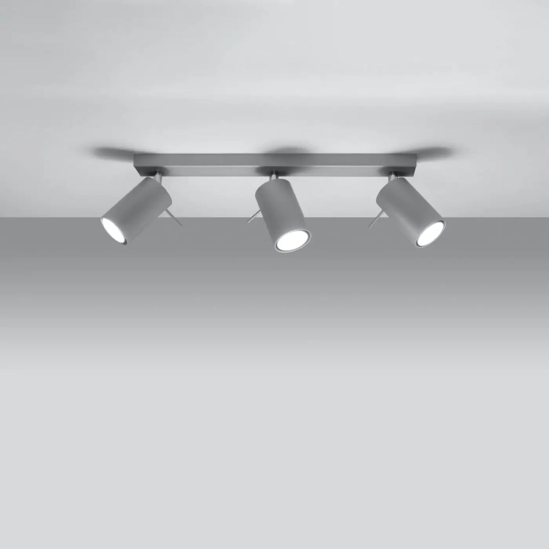 Luminaire plafonnier gris metal avec trois spots ajustables vous pouvez facilement installer de la collection ring