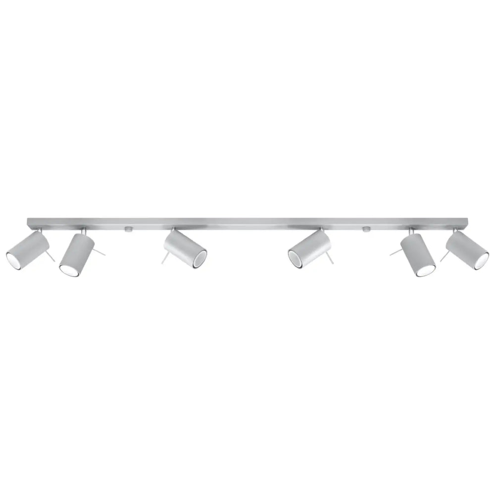 Luminaire plafonnier ring 6l gris avec six bras réglables en métal argenté pour une atmosphère intérieure élégante
