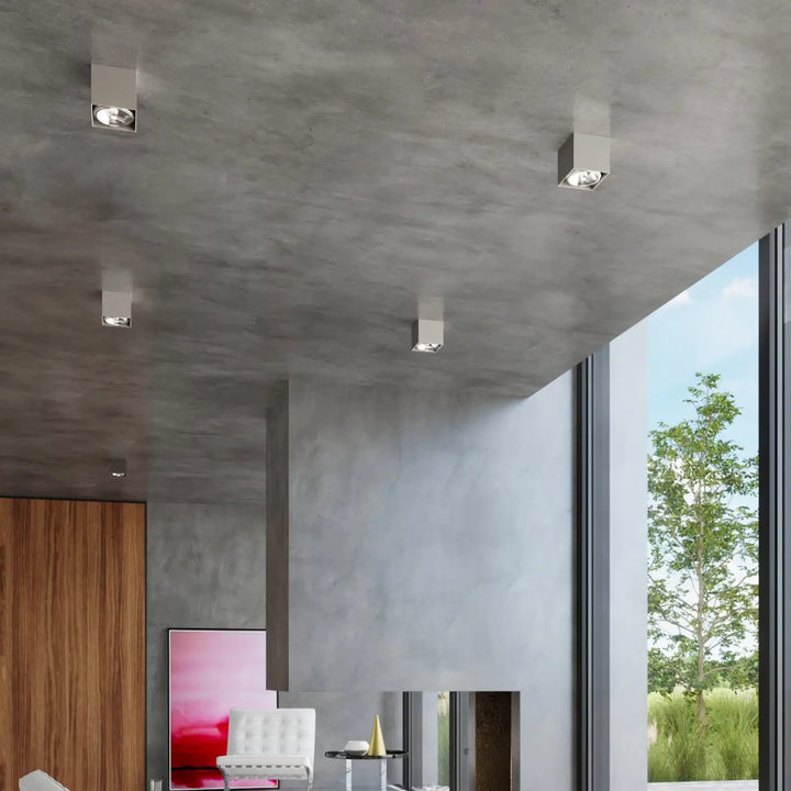 Plafonnier blake gris moderne avec spots ajustables en finition métallique forme minimaliste pour intérieur contemporain