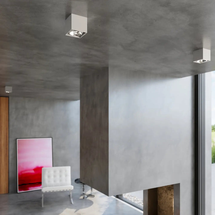 Plafonnier blake moderne en forme minimaliste avec finition métallique grise carrée encastrée blanche