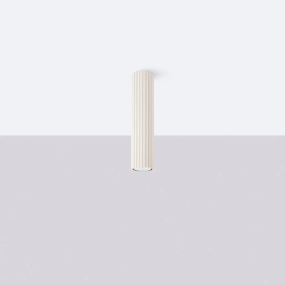 Luminaire plafonnier karbon 30 beige avec design minimaliste cylindre flûté et ampoules gu10 interchangeables
